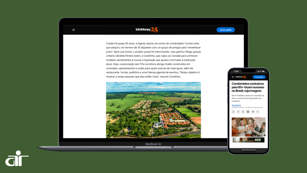 AGERIP na mídia:  destaque na InfoMoney pelo pioneirismo no setor de residenciais para idosos